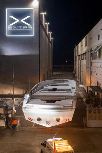 a car parked outside a building aboard IL SOGNO Yacht for Sale