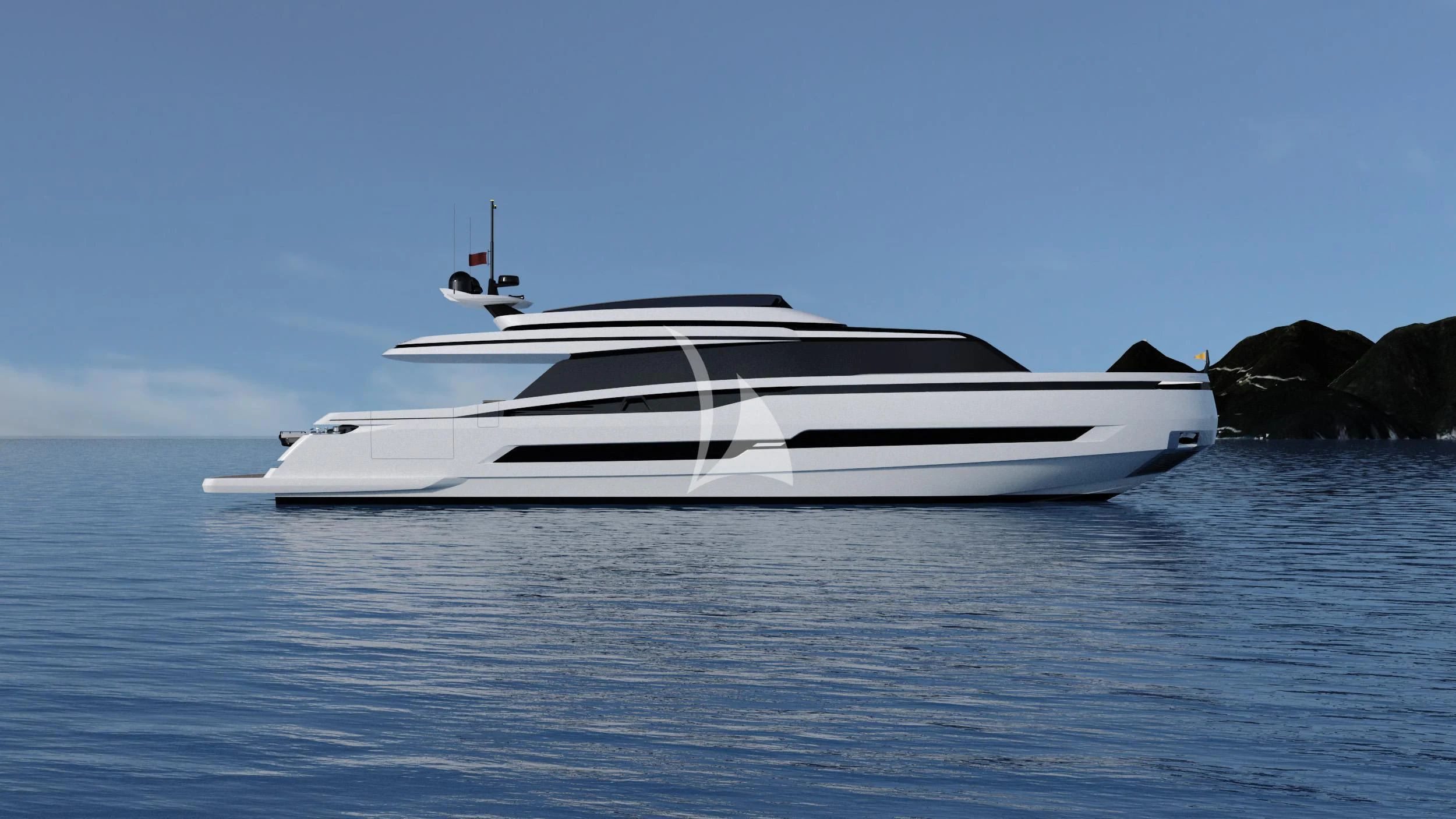a white yacht in the water aboard IL SOGNO Yacht for Sale