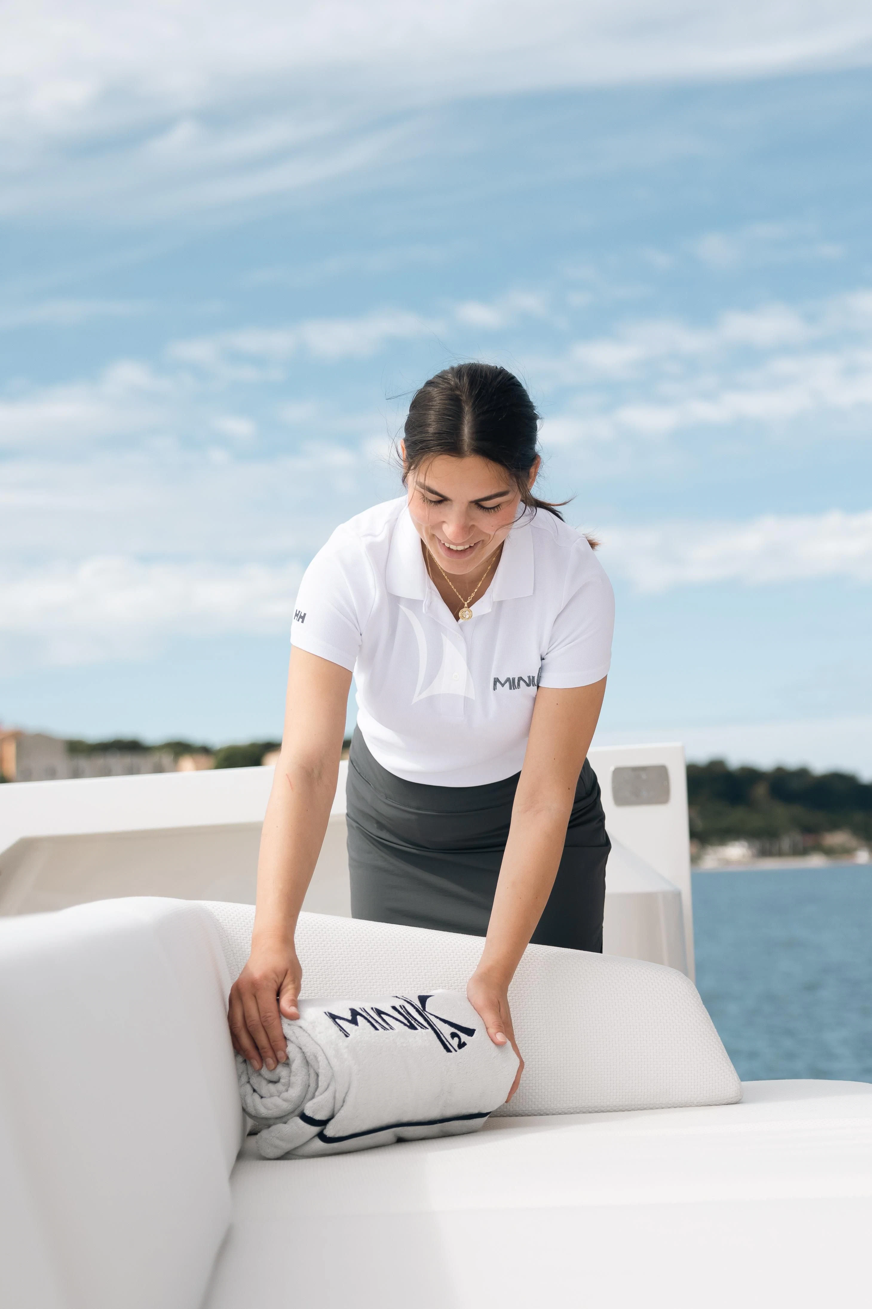 a person sitting on a boat aboard IL SOGNO Yacht for Sale