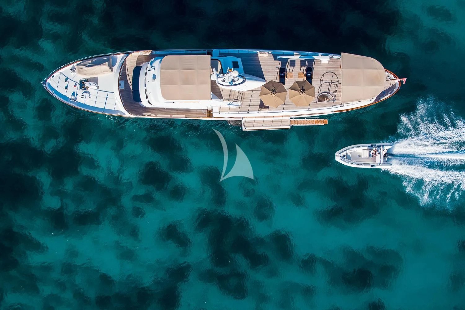 a high angle view of a boat aboard ODYSSEY III Yacht for Sale