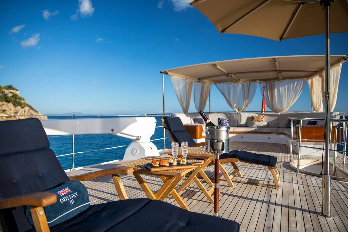 a boat on the water aboard ODYSSEY III Yacht for Sale