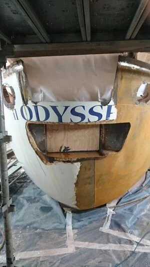 a wooden box with a sign on it aboard ODYSSEY III Yacht for Sale
