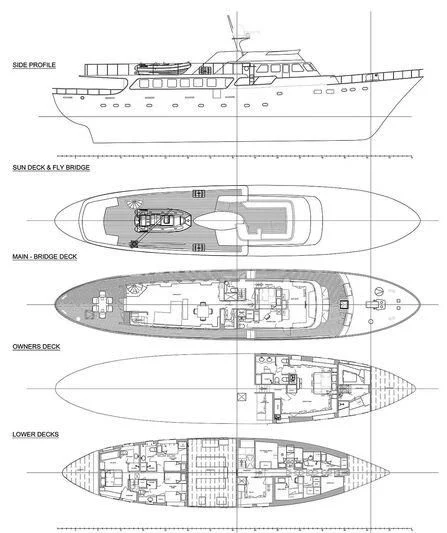 diagram, engineering drawing aboard ODYSSEY III Yacht for Sale