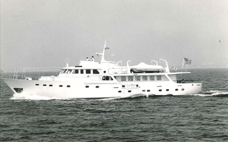 a boat in the water aboard ODYSSEY III Yacht for Sale