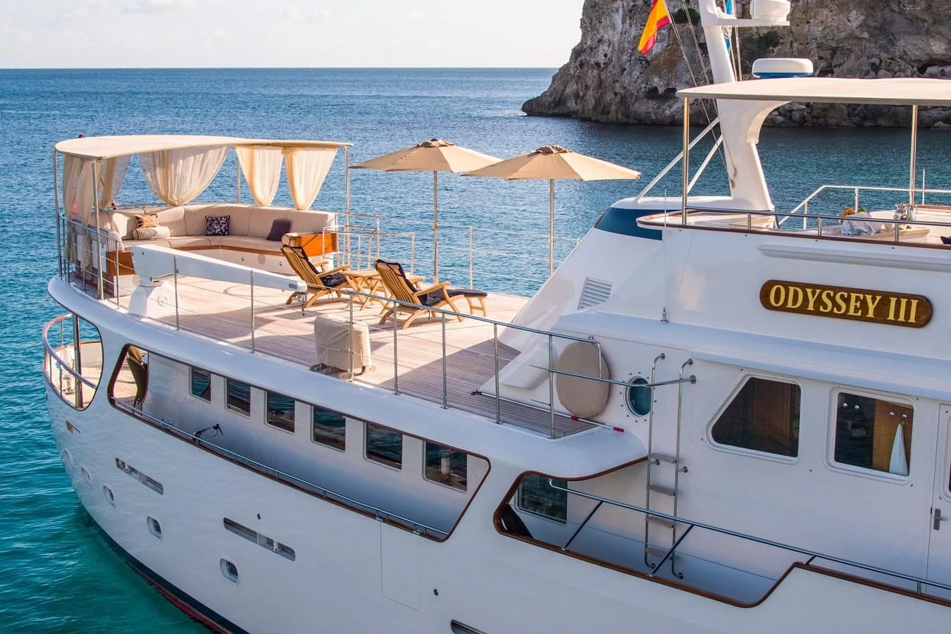 a boat on the water aboard ODYSSEY III Yacht for Sale