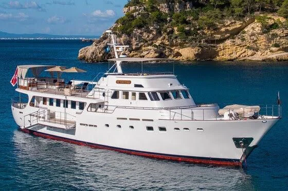 a boat on the water aboard ODYSSEY III Yacht for Sale