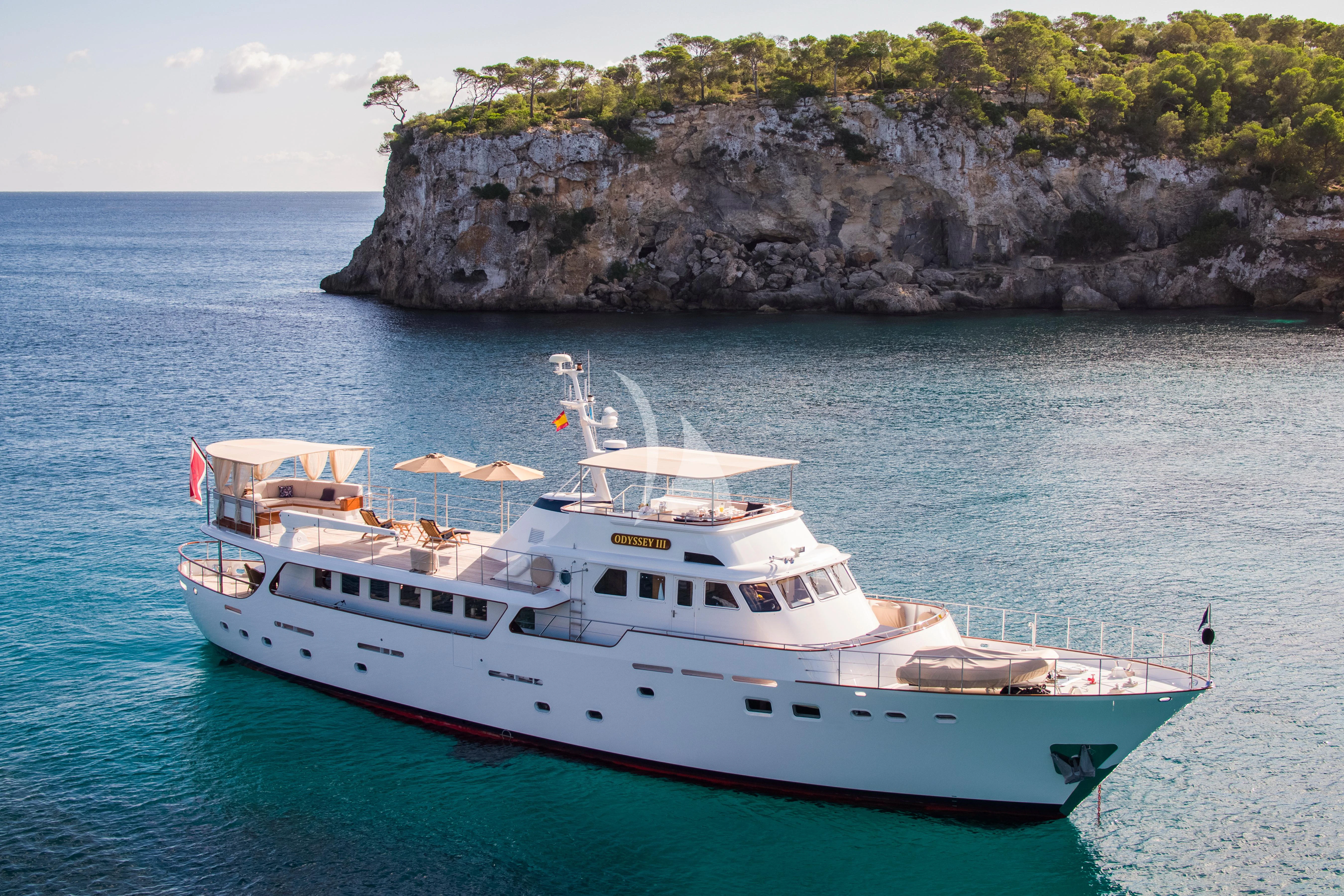 a boat on the water aboard ODYSSEY III Yacht for Sale
