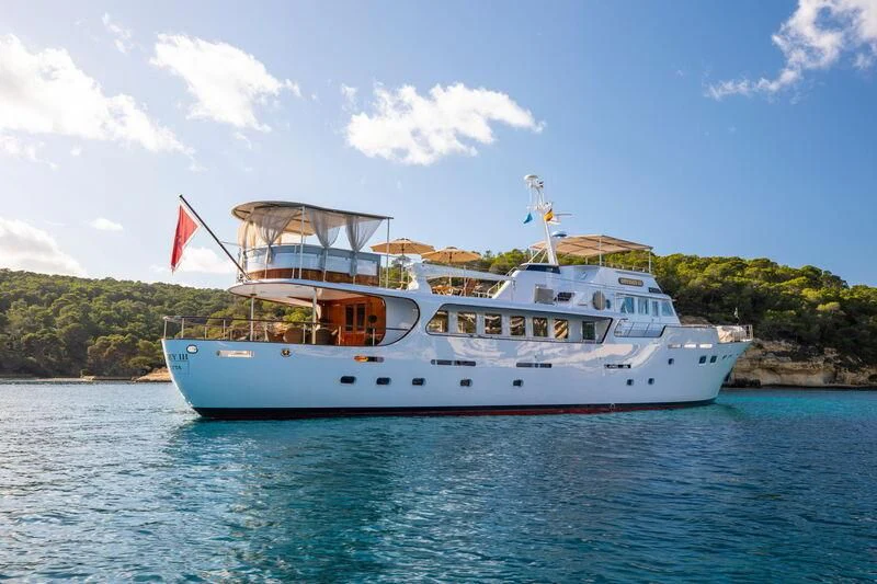 a boat on the water aboard ODYSSEY III Yacht for Sale