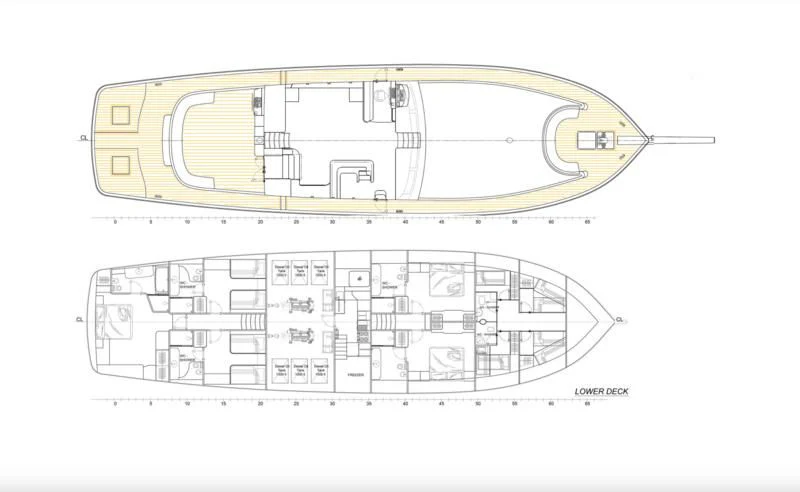 diagram, engineering drawing aboard ALWAYS SMILE Yacht for Charter