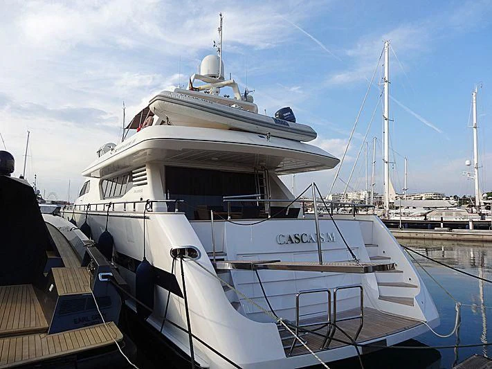 a large white boat docked aboard CASCAIS M Yacht for Sale
