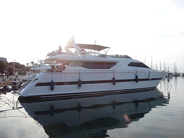 a white boat on the water aboard CASCAIS M Yacht for Sale