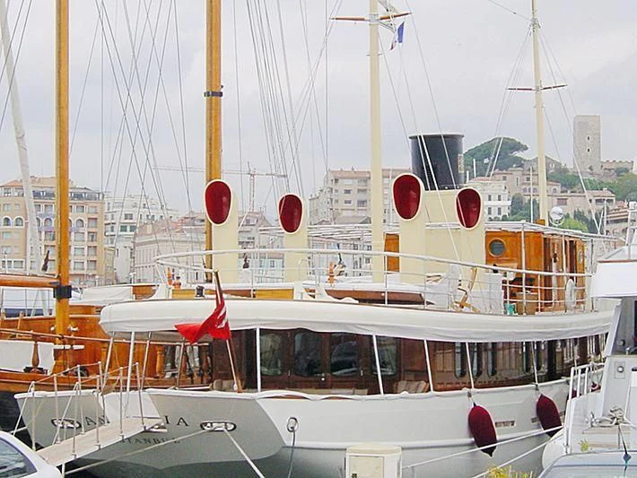a boat in a harbor aboard ARRIVA Yacht for Sale