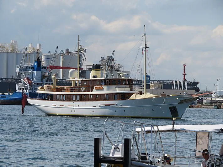 a large white boat in the water aboard ARRIVA Yacht for Sale