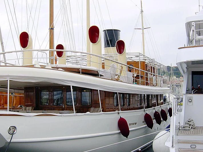 a boat with a red circle on the front aboard ARRIVA Yacht for Sale