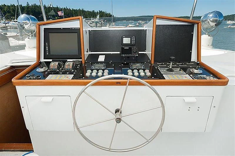 a large speaker system on a table aboard ALL OF ME Yacht for Sale