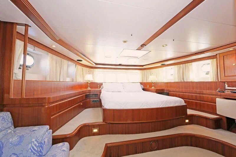 a room with bunk beds aboard HIDE N SEA Yacht for Sale