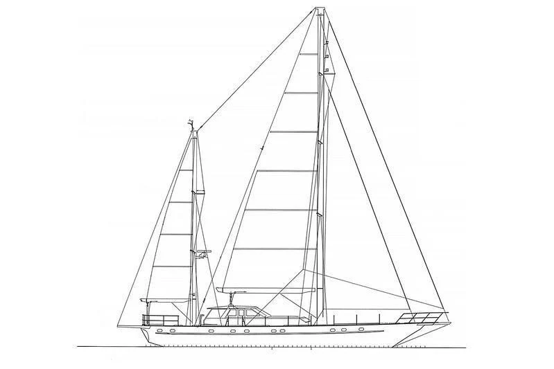 diagram, engineering drawing aboard HIDE N SEA Yacht for Sale
