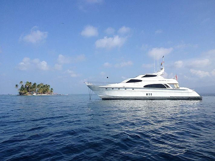 a white boat in the water aboard AZURE II Yacht for Sale