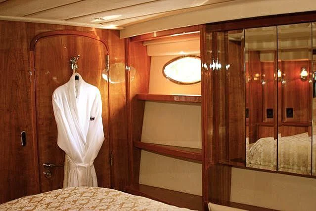 a robe on a swinger aboard AZURE II Yacht for Sale