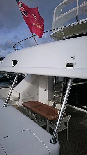 a flag on a boat aboard AZURE II Yacht for Sale