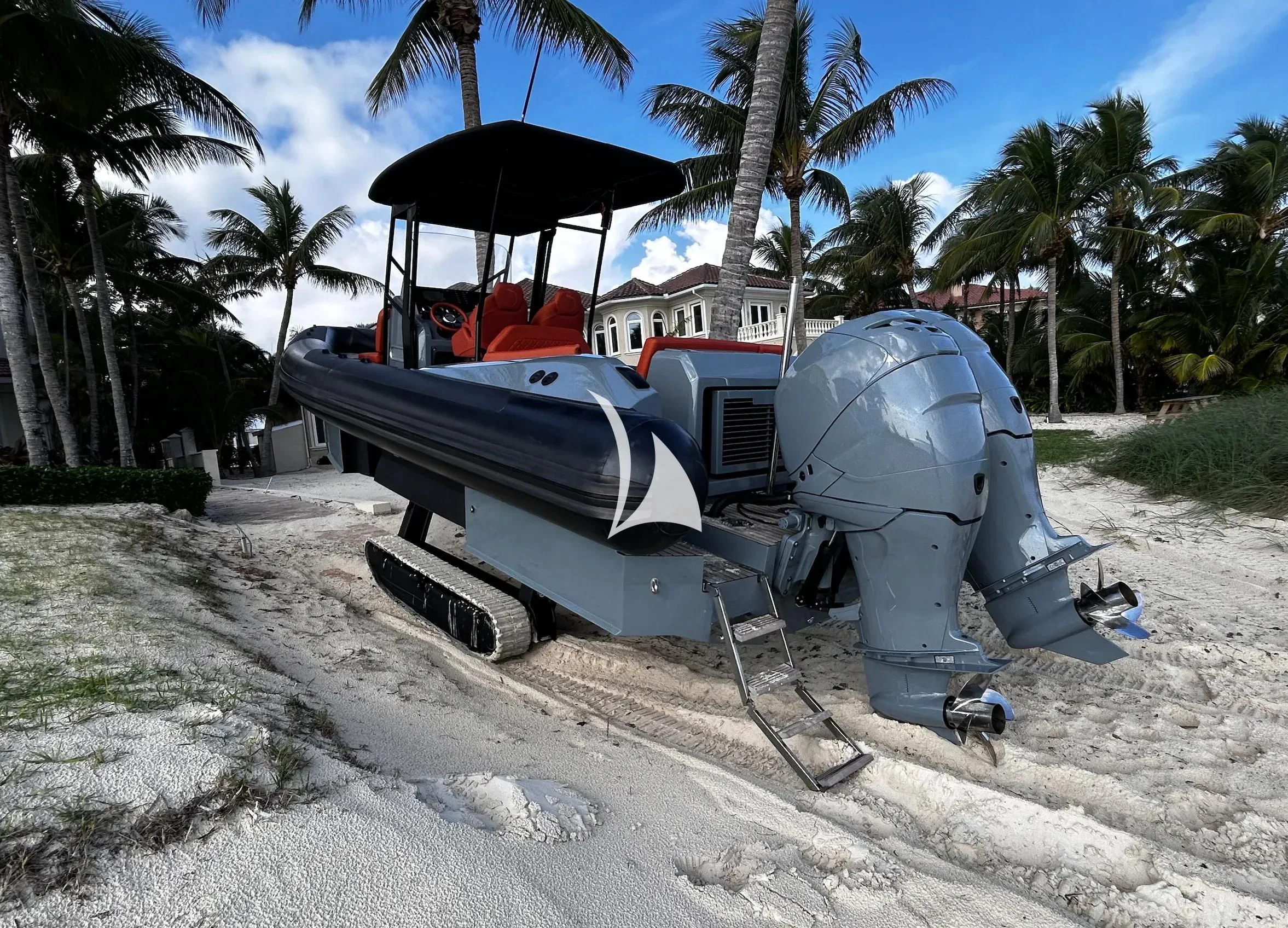 a boat on a beach aboard LATITUDE Yacht for Sale