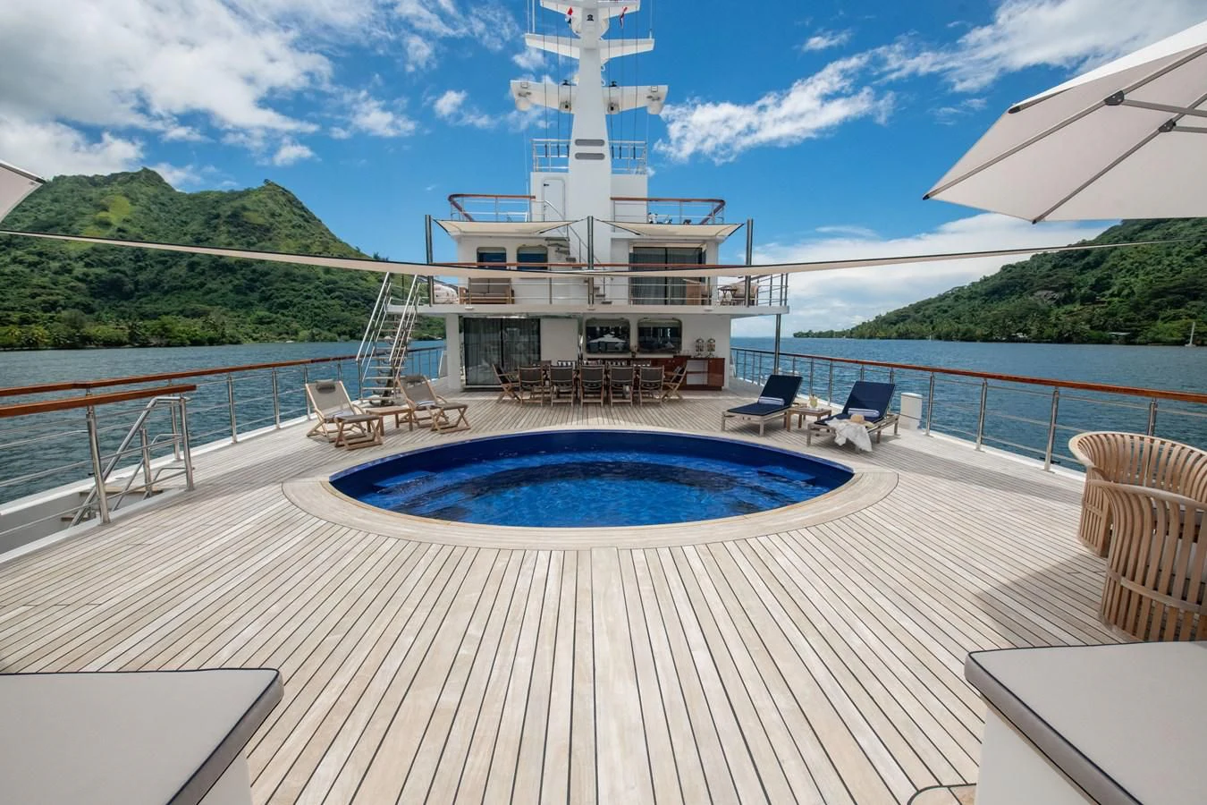 a swimming pool on a deck aboard LATITUDE Yacht for Sale