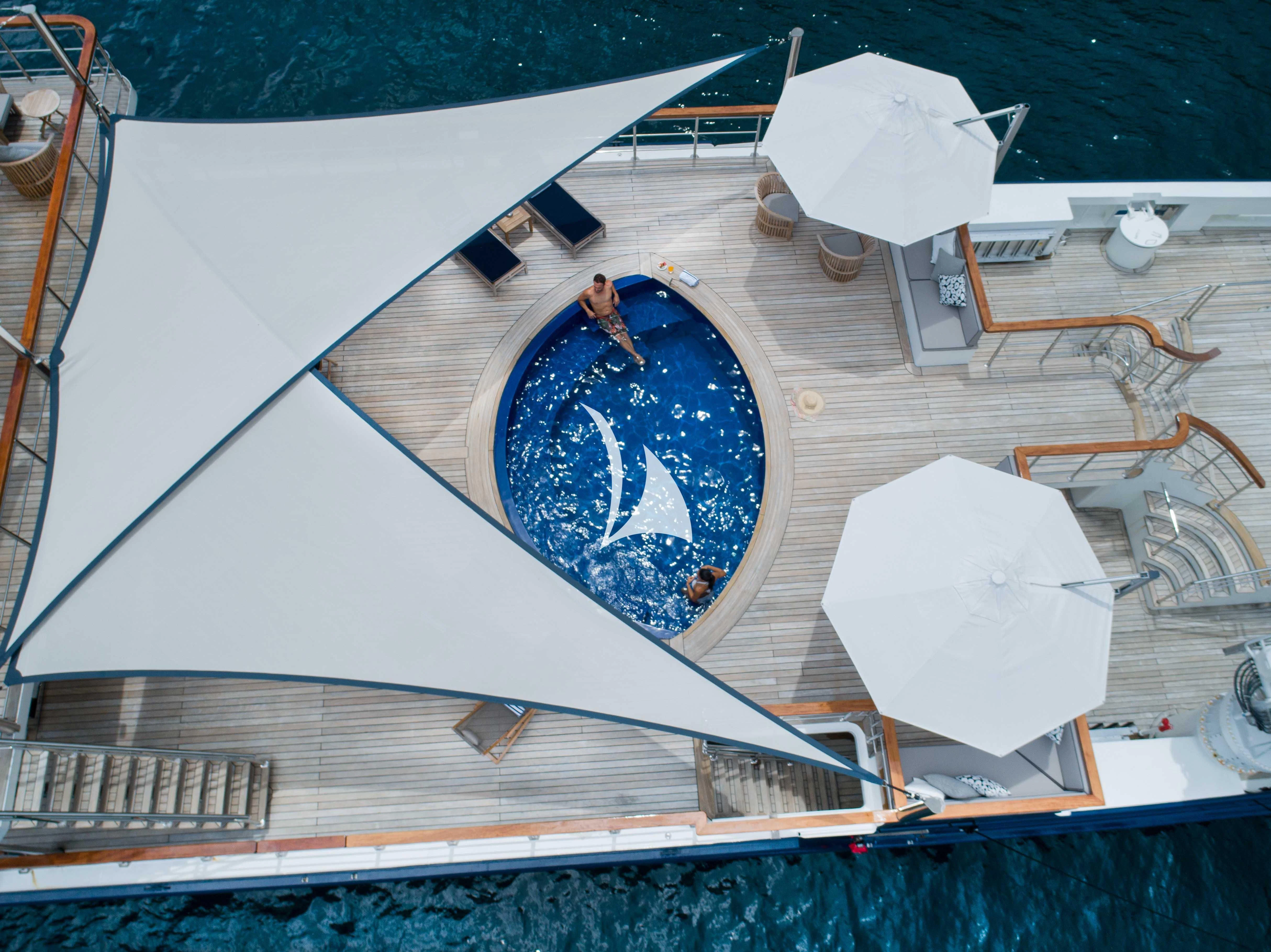 a person standing on a deck aboard LATITUDE Yacht for Sale