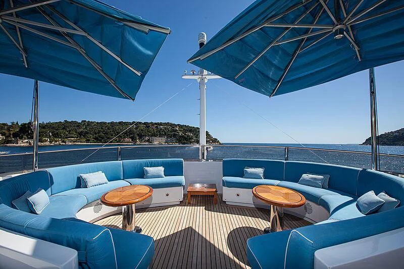 a boat on the water aboard DOMANI Yacht for Sale
