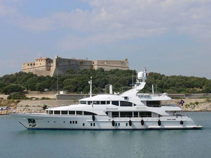 a boat in the water aboard DOMANI Yacht for Sale