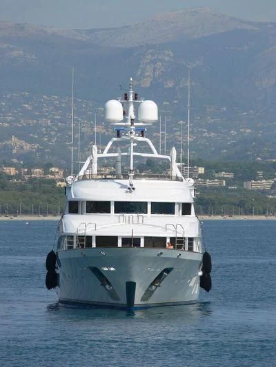 a boat on the water aboard DOMANI Yacht for Sale