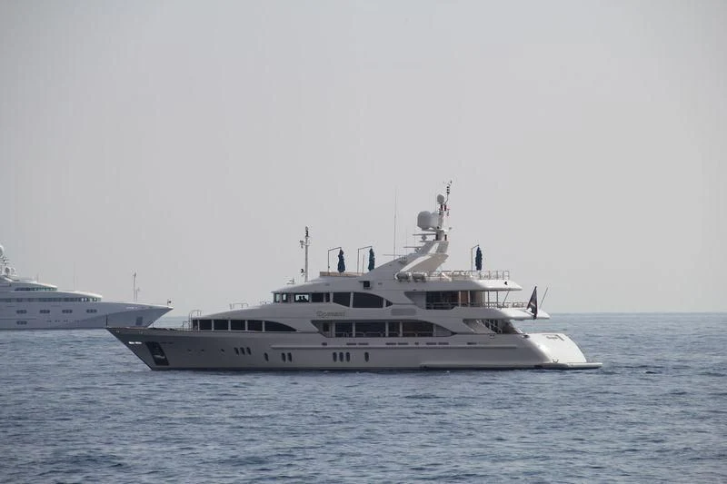 a boat in the water aboard DOMANI Yacht for Sale