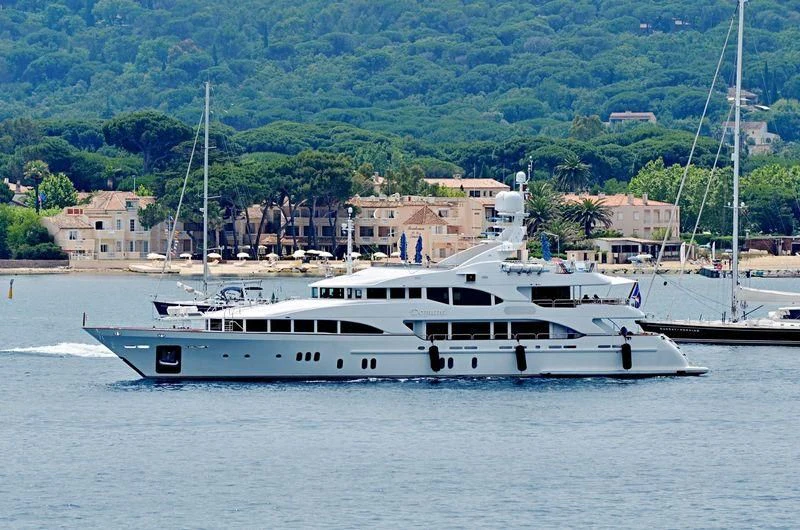 a boat on the water aboard DOMANI Yacht for Sale