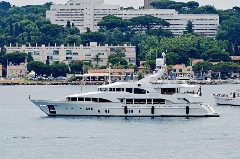 a boat in the water aboard DOMANI Yacht for Sale