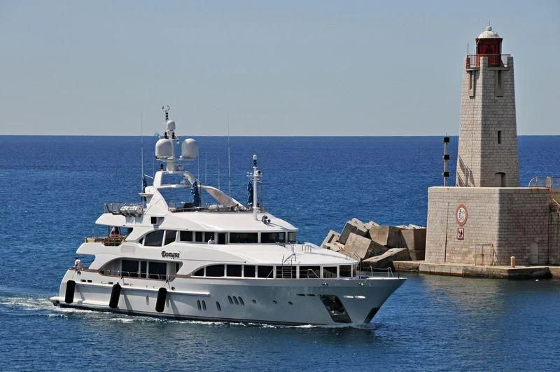 a boat in the water aboard DOMANI Yacht for Sale
