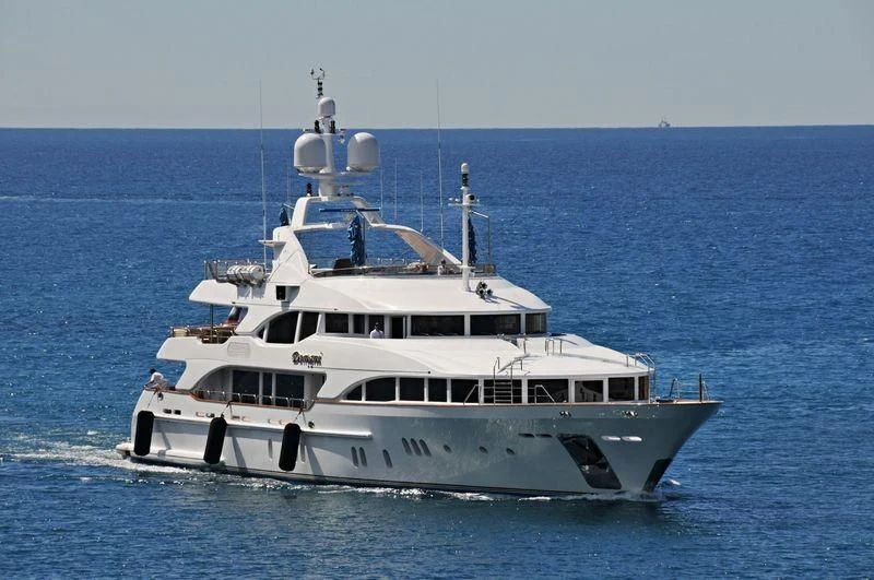 a boat on the water aboard DOMANI Yacht for Sale