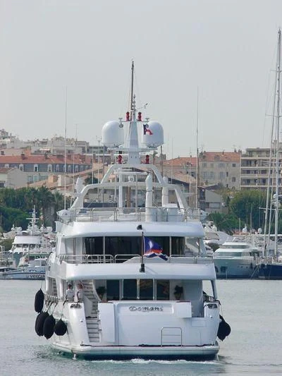 a boat in the water aboard DOMANI Yacht for Sale