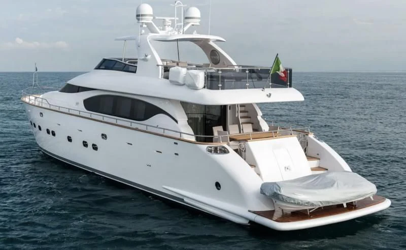 a white yacht on the water aboard MIREDO Yacht for Sale