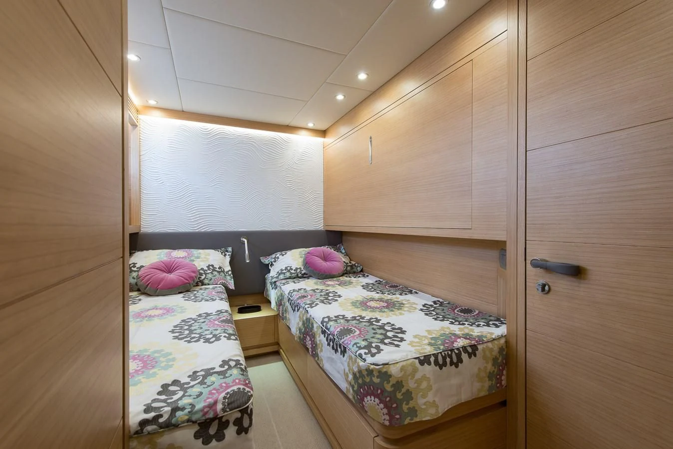 a room with two beds aboard MIREDO Yacht for Sale