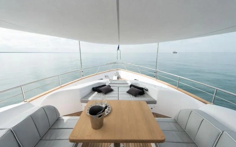 a table on a boat aboard MIREDO Yacht for Sale