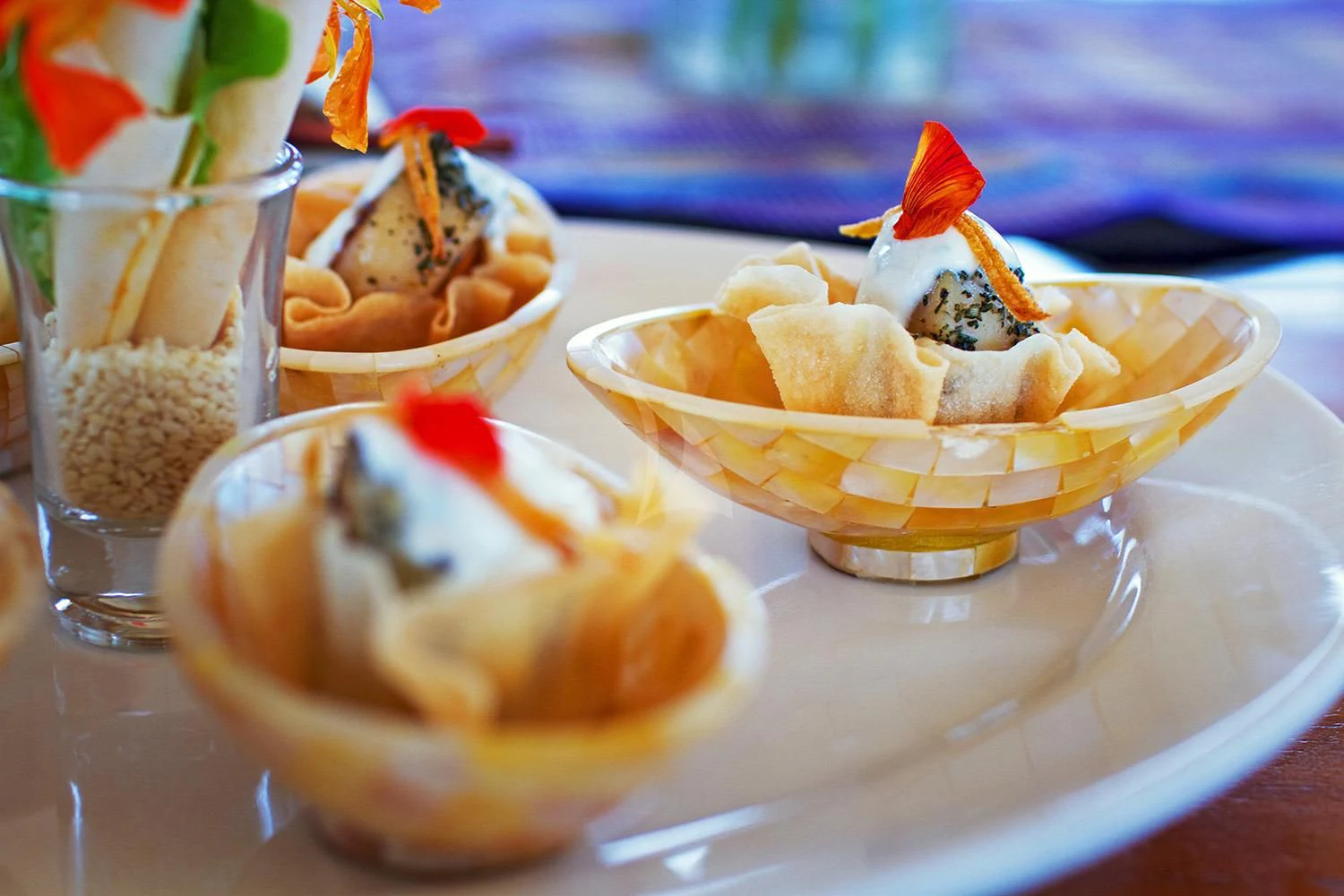 a plate of desserts aboard MUTIARA LAUT Yacht for Sale