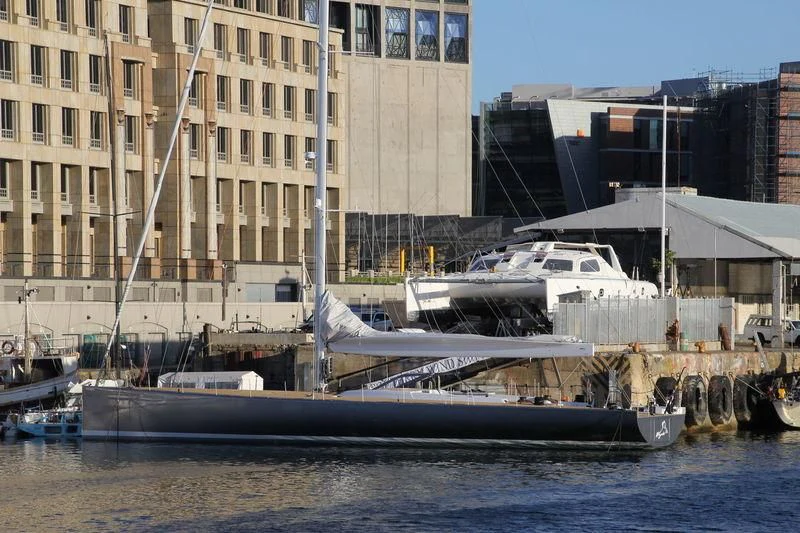 a boat is docked in a harbor aboard ALLSMOKE Yacht for Sale