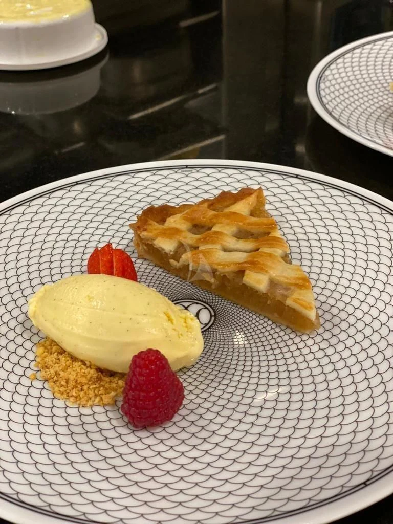 a waffle with a strawberry on top aboard LEL Yacht for Sale