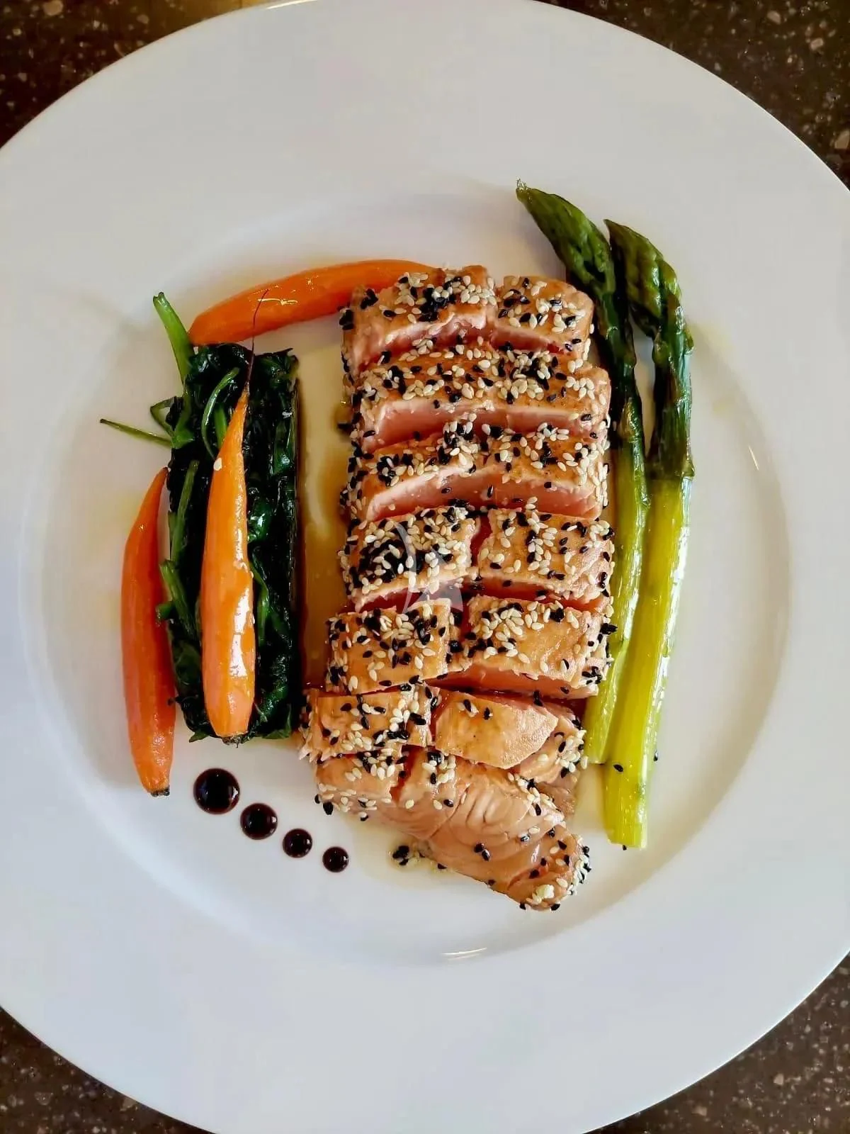 a plate of food aboard LEL Yacht for Sale