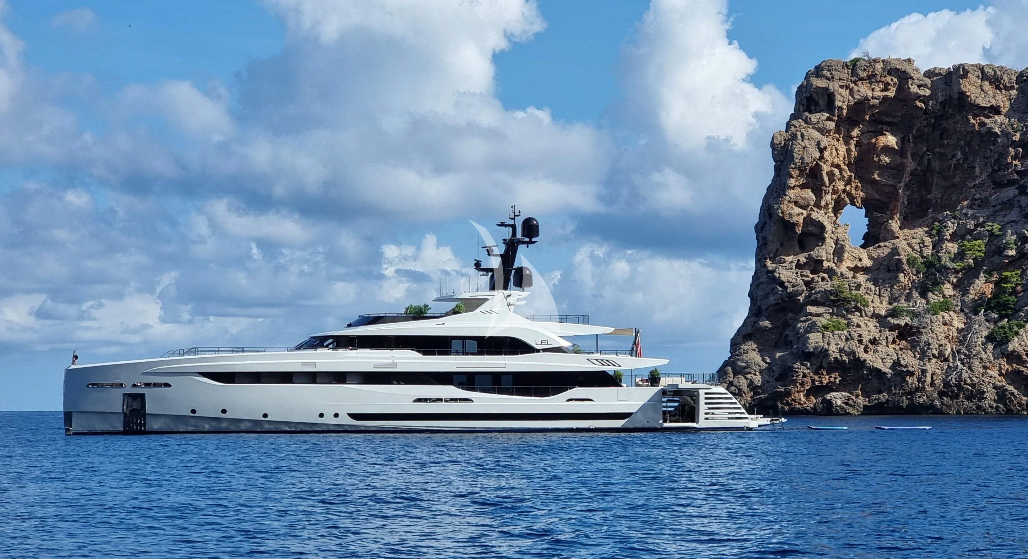 a white yacht in the water aboard LEL Yacht for Sale