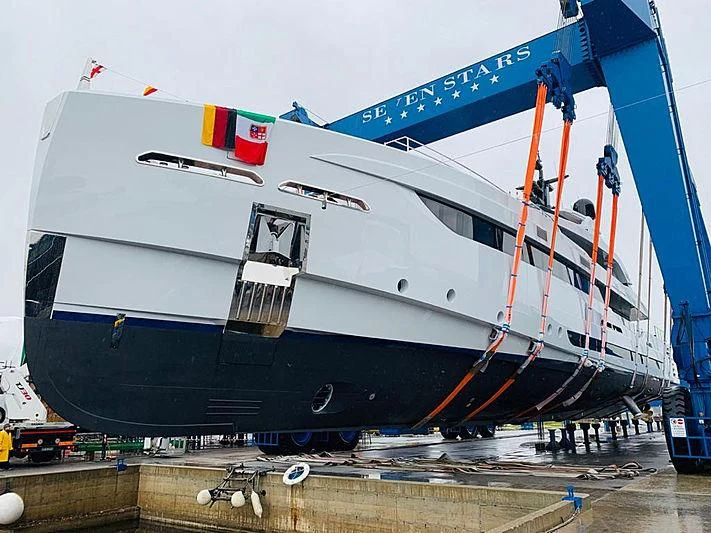 a large ship docked aboard LEL Yacht for Sale