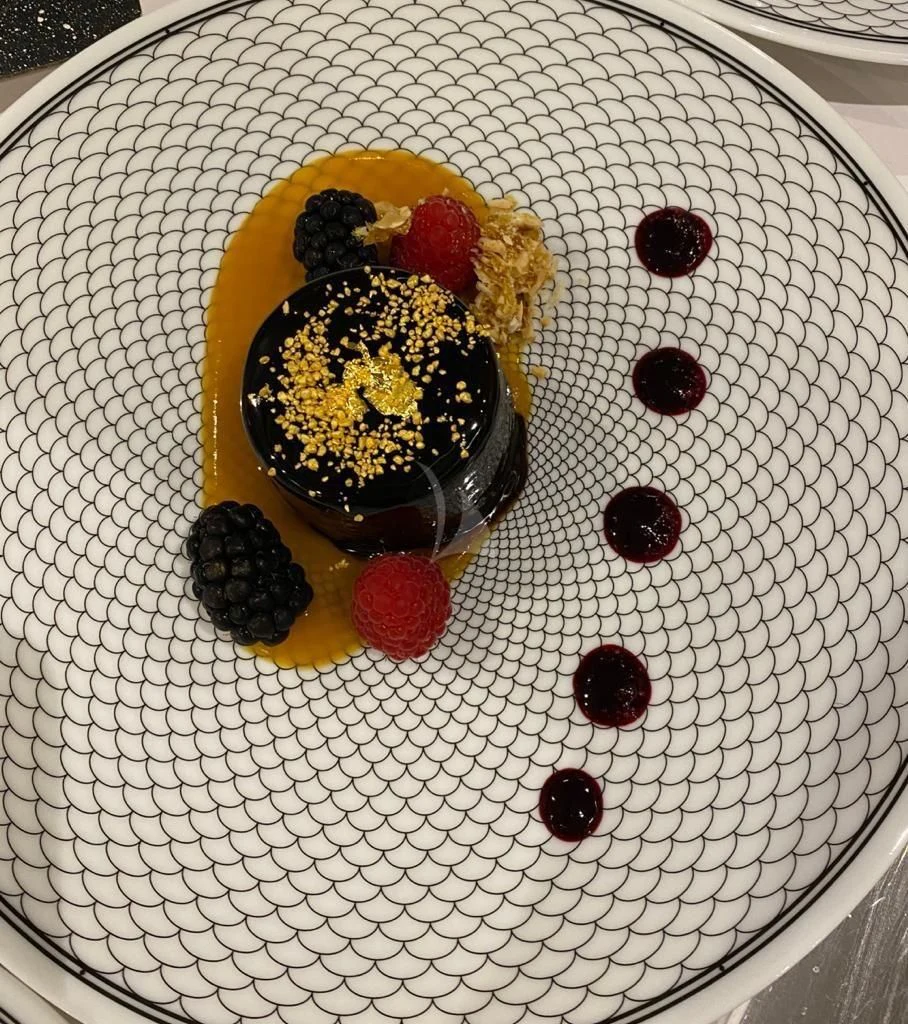 a plate of food aboard LEL Yacht for Sale