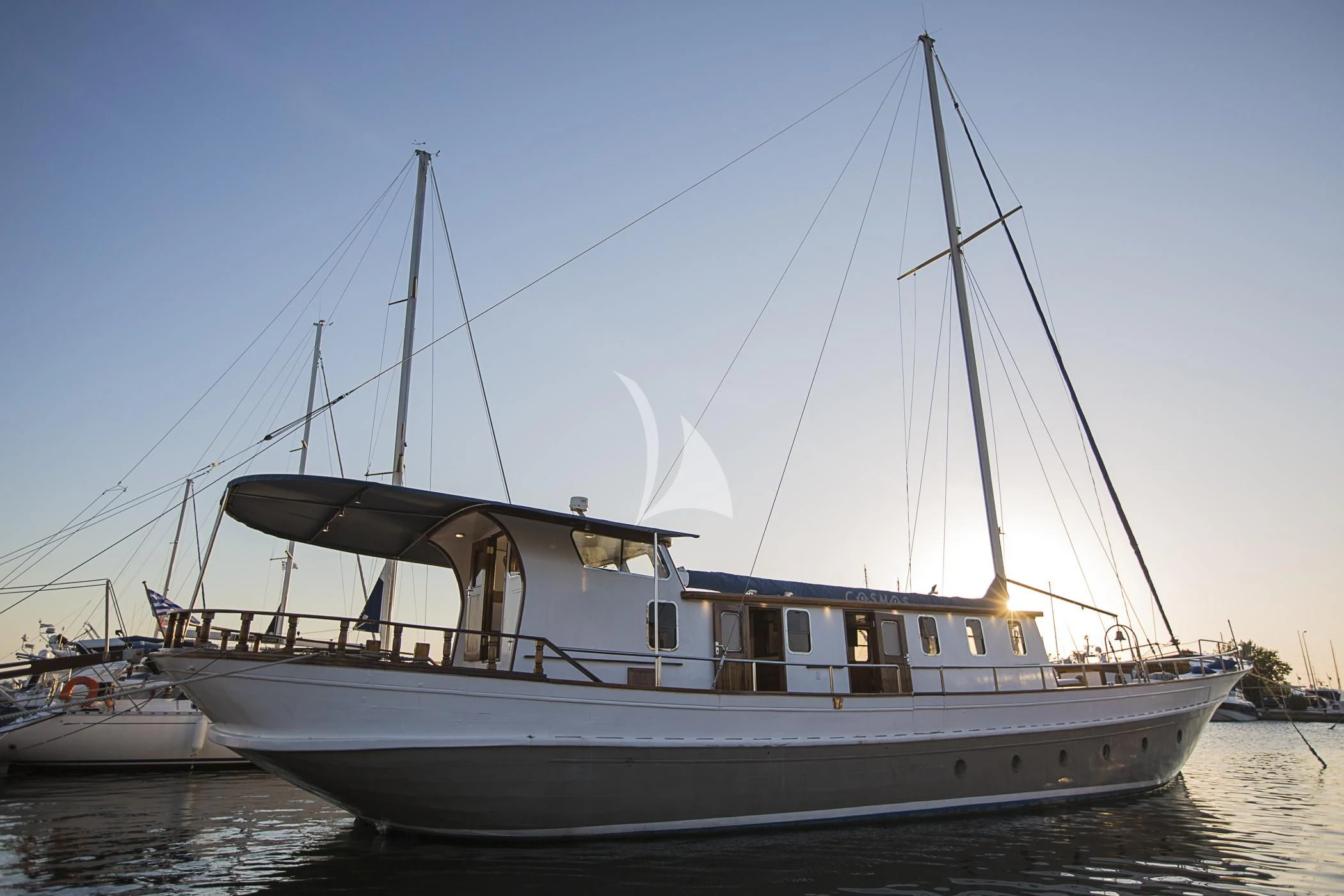 a boat in the water aboard COSMOS Yacht for Sale
