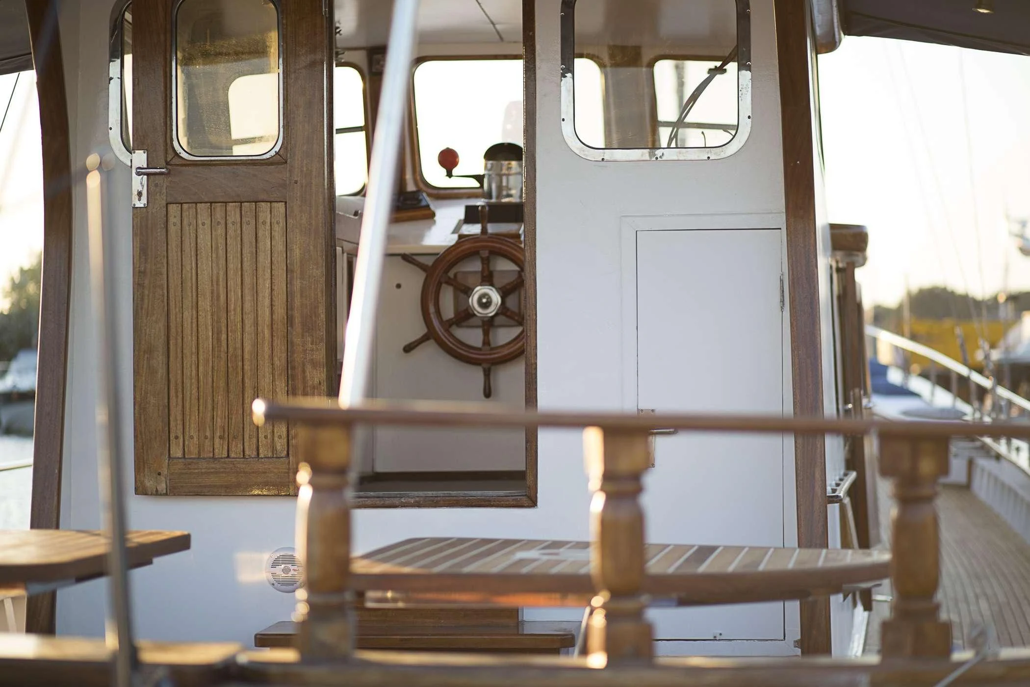a train car with a steering wheel aboard COSMOS Yacht for Sale