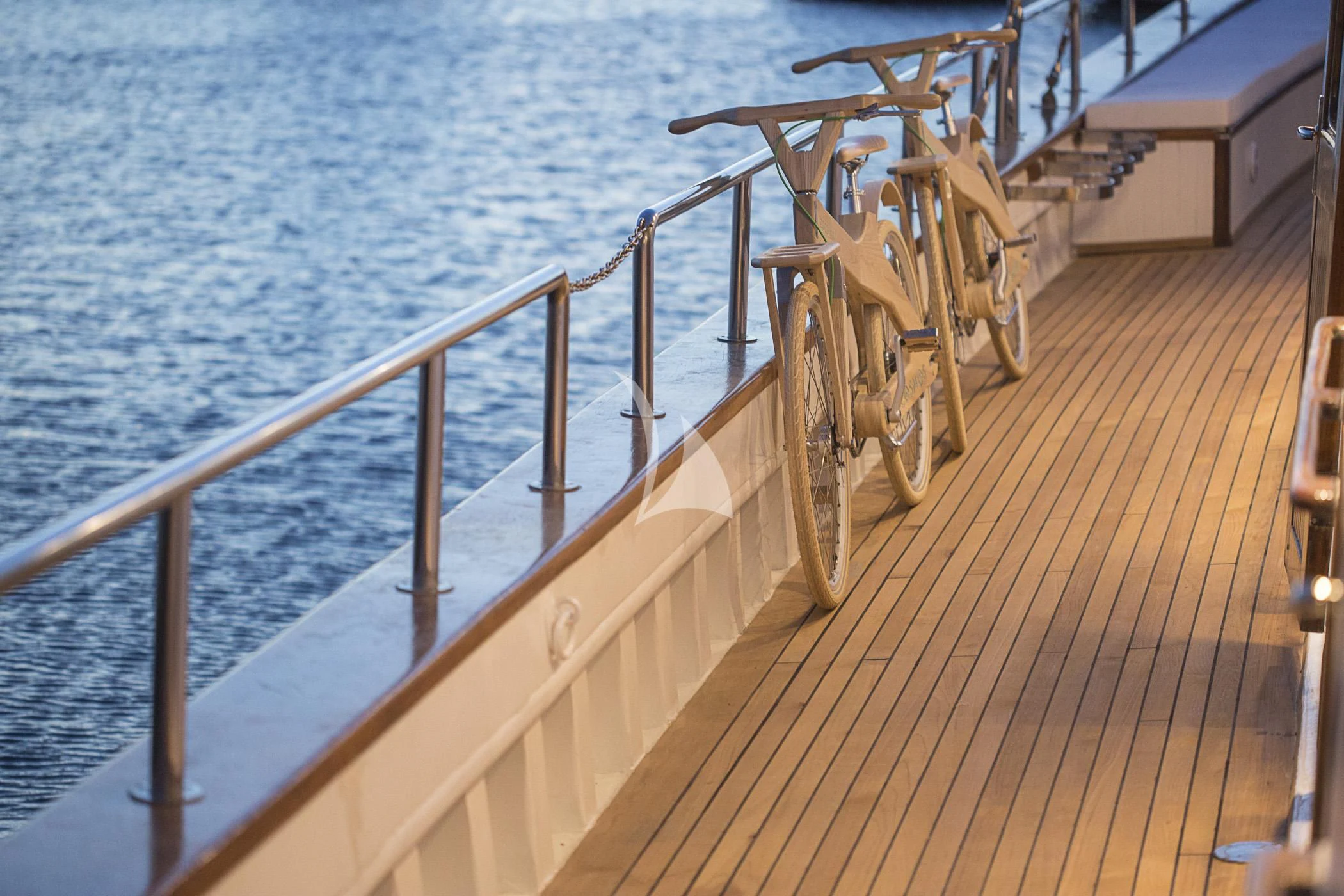 a metal railing on a boat aboard COSMOS Yacht for Sale