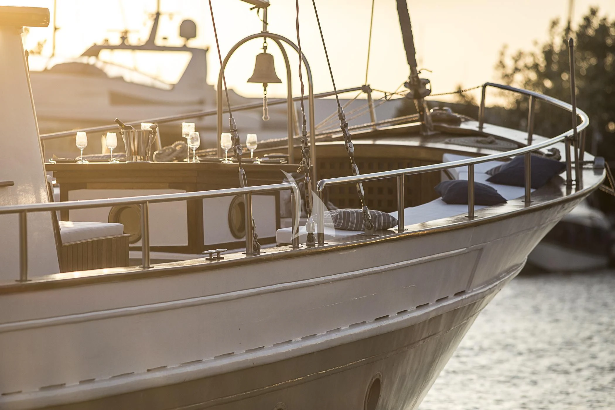 a boat in the water aboard COSMOS Yacht for Sale